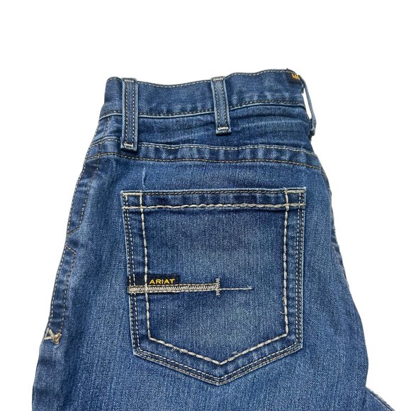 Ariat M4 Rebar Relaxed Boot Jeans Mens 32 X 32 Medium Wash Western Frayed Denim - Picture 5 of 9